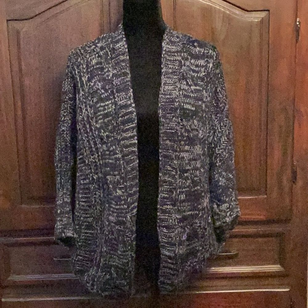 Tobi Navy/ White Open Cardigan
